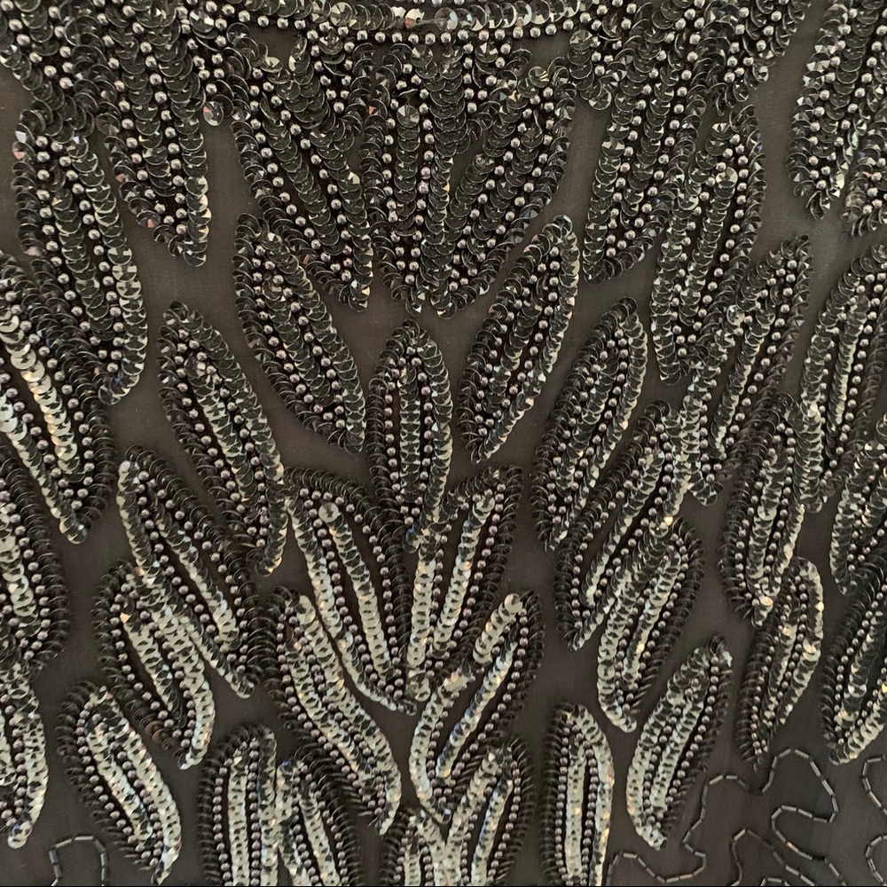 Vintage 80s Lawrence Kazar Sequin Abstract Bead Silk Scallop Flapper Min… - Picture 6 of 16